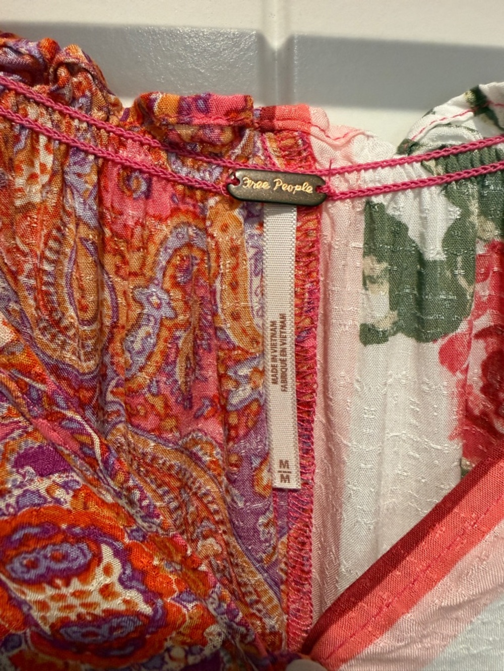 Free People Gemini Patchwork Boho Blouse Paisley & Floral Button-Front Blouse - Picture 3 of 12